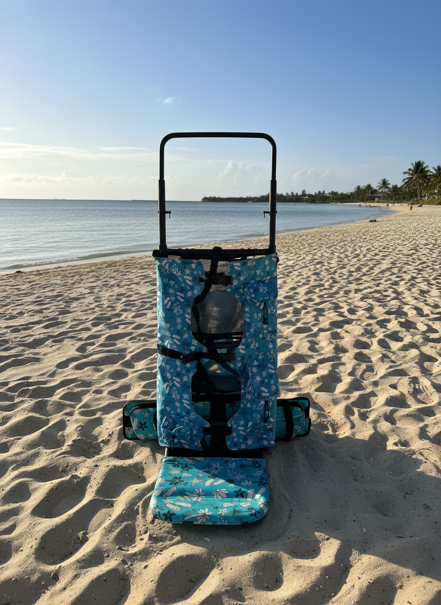 Beach-Burro: Turquoise w/ Palm Tree Print